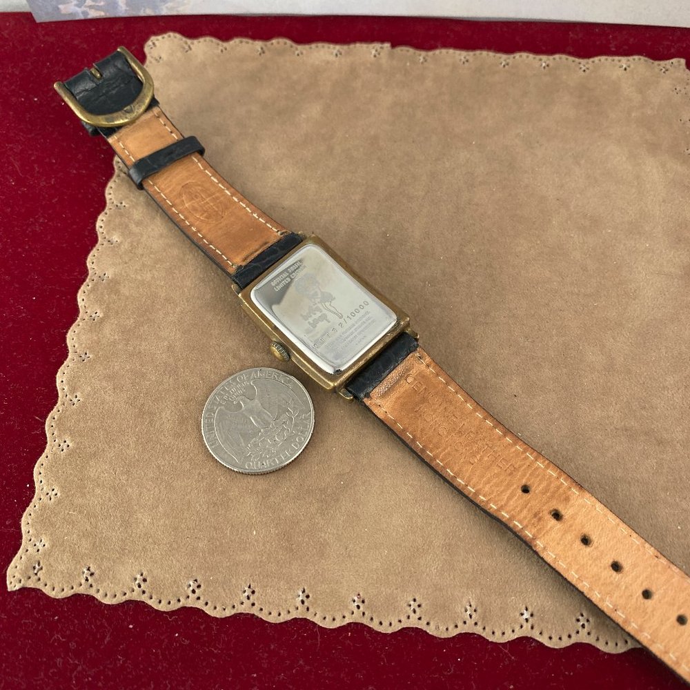Fossil Betty Boop Gold-Tone Rectangular Watch with Cream Dial and Black Strap - Picture 5 of 7
